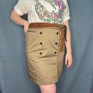 White House Black Market khaki button pencil skirt